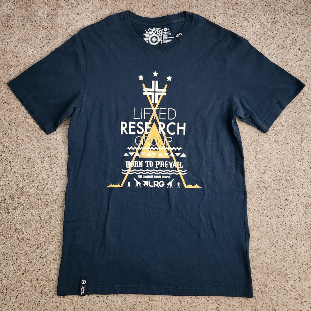 LRG Navy Blue Tee with Yellow Graphic